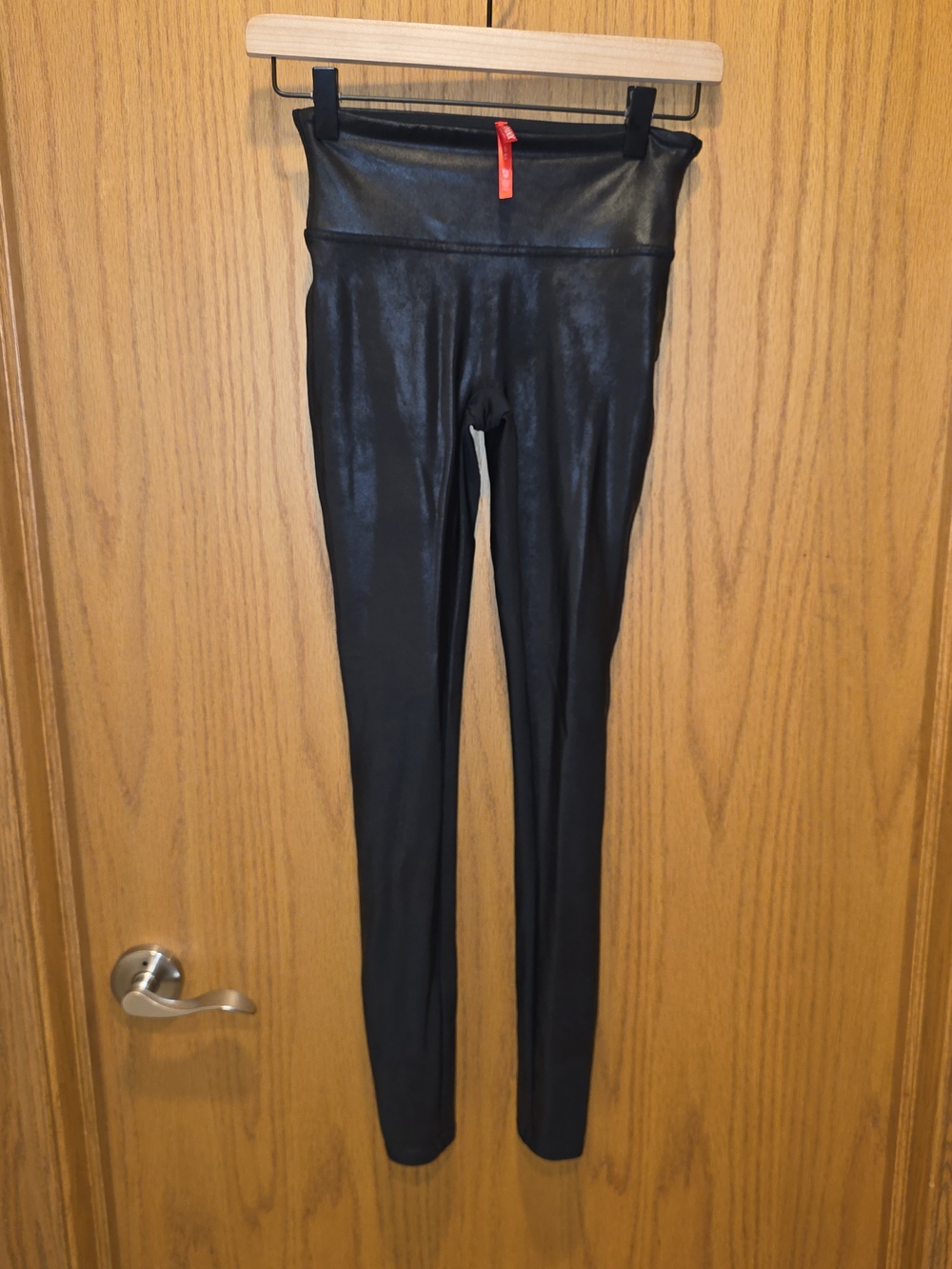 SPANX Black Faux-Leather High-Waist Leggings